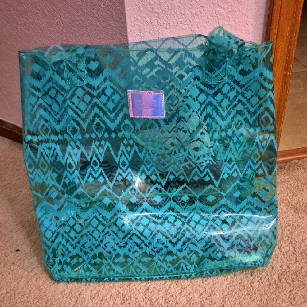 Victoria Secret Teal Patterned Tote